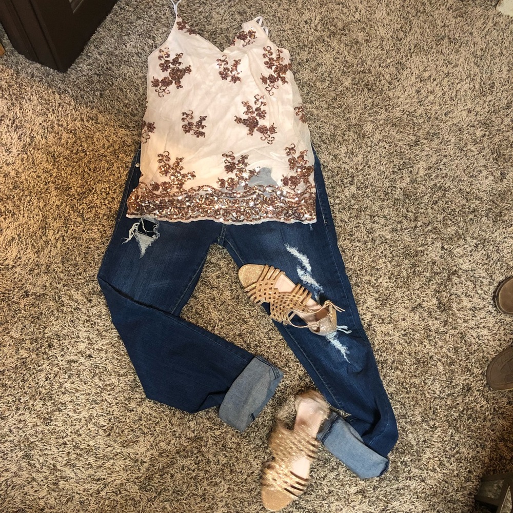 Rose gold sequin top